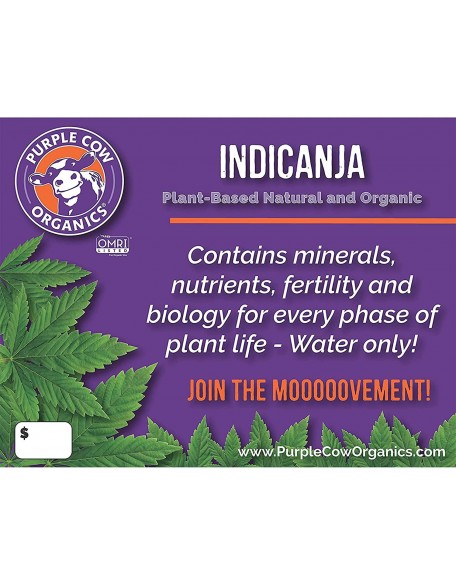 Purple Cow Organics IndiCanja Naturally Organic Living Plant Based Compost Soil for Increased Plant Health and Biodiversity, 1 Cubic Foot Bag (4 Pack)