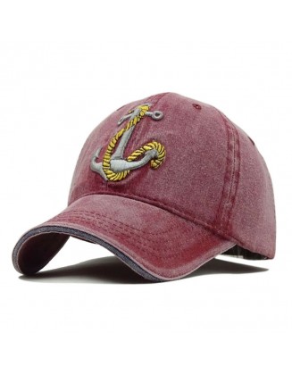 Anchor Washed Embroidered Baseball Retro Casual Peaked Cap